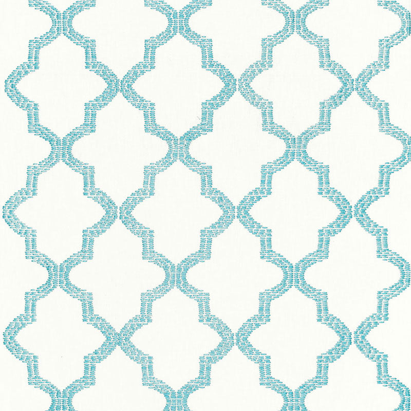 Schumacher Tangier Embroidery Caribbean Fabric - Eade's Wallpaper