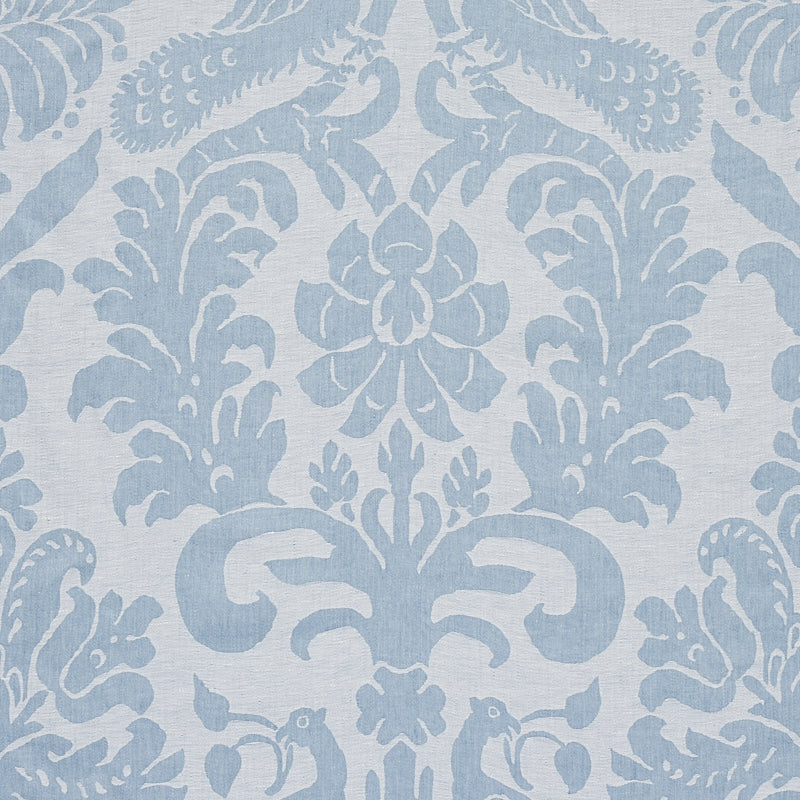 Schumacher Anna Damask Soft Blue Fabric