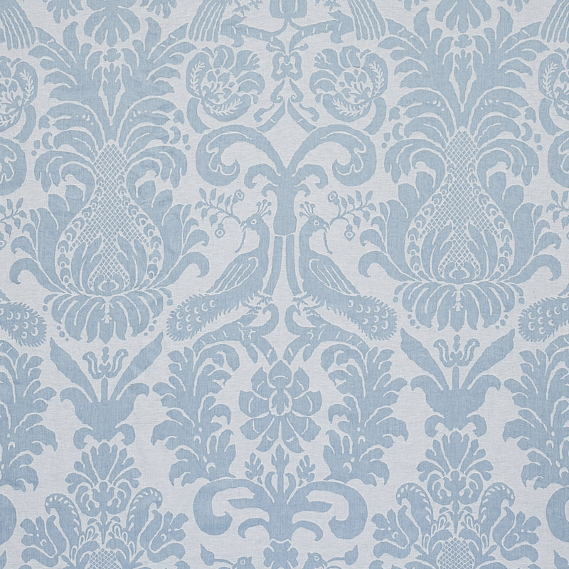 Schumacher Anna Damask Soft Blue Fabric