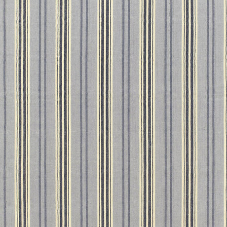 Schumacher Loire Jute Stripe Bleu Fabric - Eade's Wallpaper