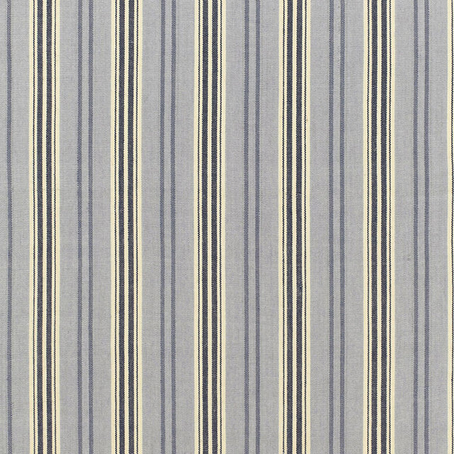 Schumacher Loire Jute Stripe Bleu Fabric - Eade's Wallpaper