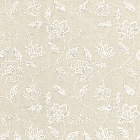 Schumacher Penelope Embroidery Linen Fabric - Eade's Wallpaper