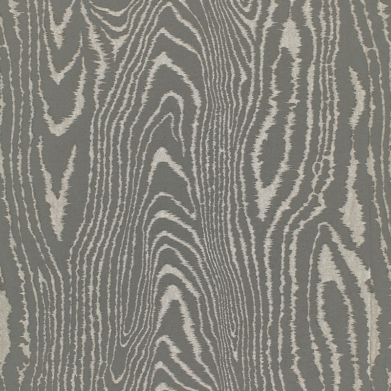 Schumacher Faux Bois Moiré Weave Charcoal Fabric