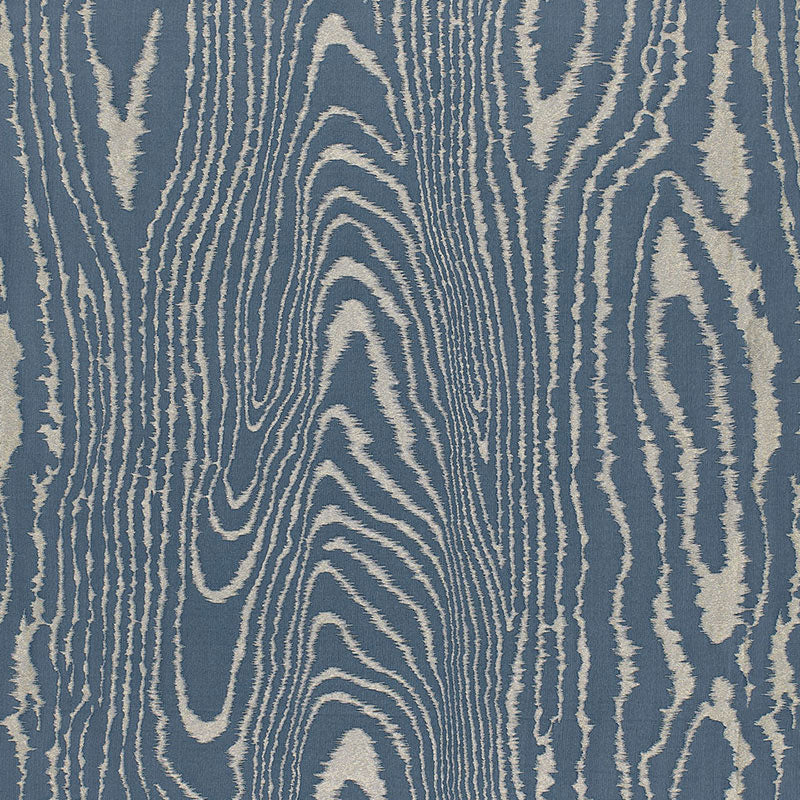 Schumacher Faux Bois Moiré Weave Midnight Fabric