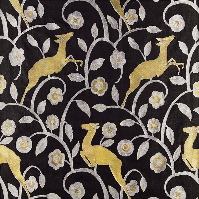Schumacher Les Gazelles Au Bois Noir Fabric - Eade's Wallpaper