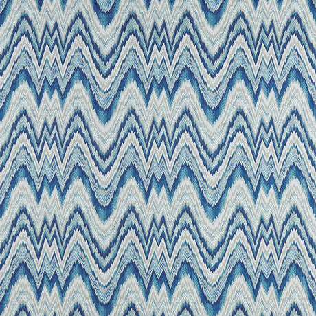 Schumacher Valkyrie Flame Stitch Delft Fabric - Eade's Wallpaper