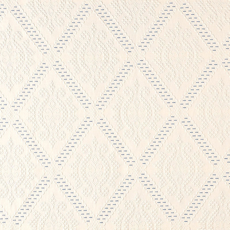 Schumacher Eugenie Matelassé Ivory / Bleu Fabric