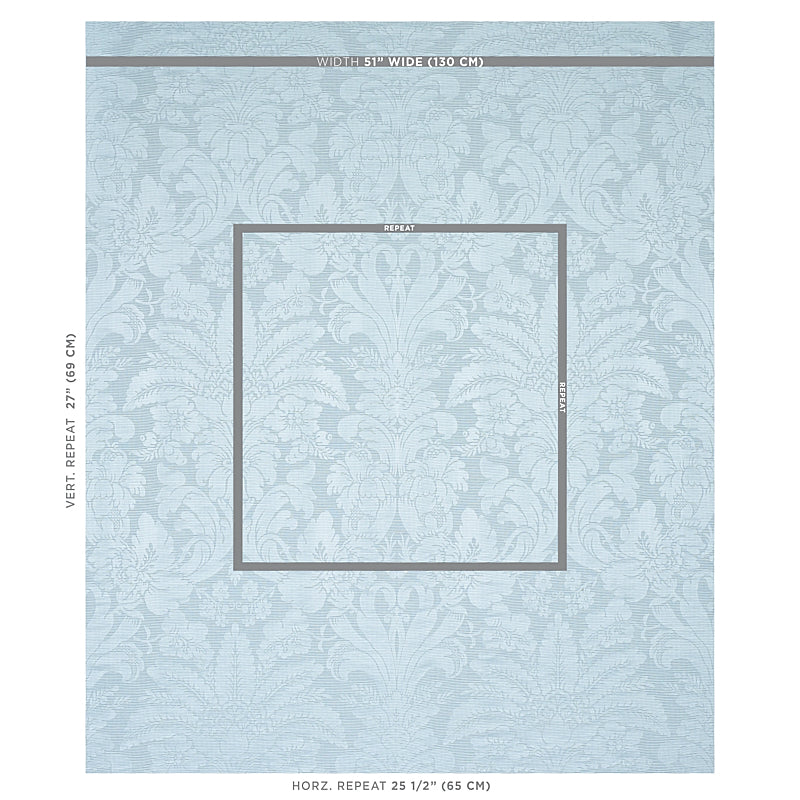Schumacher Colette Linen/Silk Damask Chambray Fabric