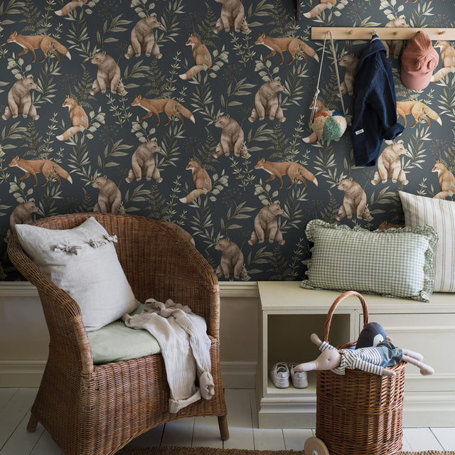 Schumacher 6920 WILD FOREST in MIDNIGHT Wallpaper - BORÃ…STA