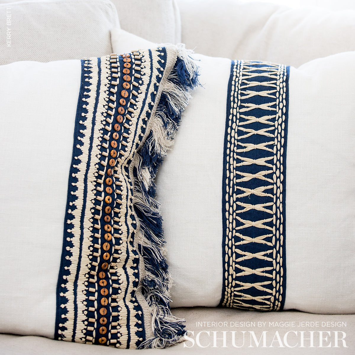 Schumacher 69281 PALM FROND in MARINE Trim - MARY MCDONALD