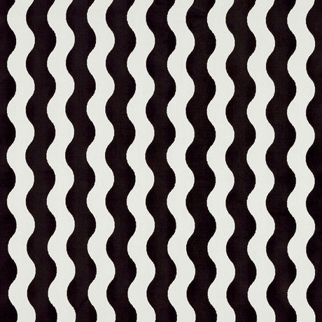 Schumacher The Wave Velvet Black Fabric - Eade's Wallpaper