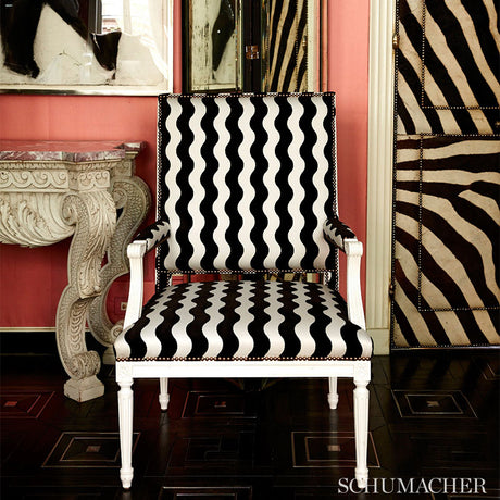 Schumacher The Wave Velvet Chocolate Fabric - Eade's Wallpaper