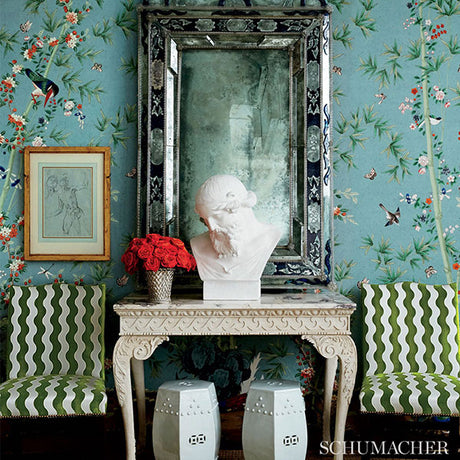 Schumacher The Wave Velvet Lettuce Fabric - Eade's Wallpaper