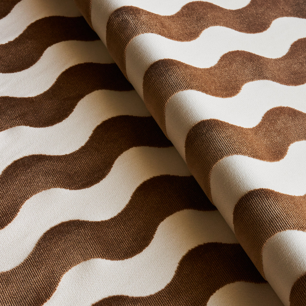 Schumacher The Wave Velvet Camel Fabric