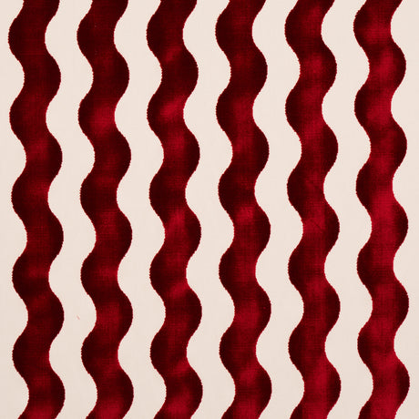 Schumacher The Wave Velvet Red Fabric - Eade's Wallpaper