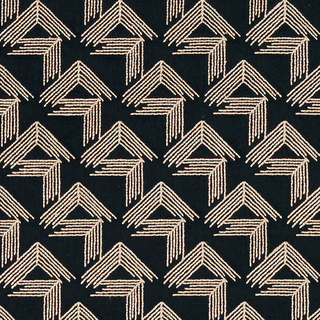 Schumacher V Step Black Fabric - Eade's Wallpaper