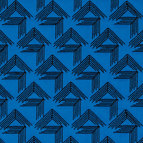Schumacher V Step Cobalt Fabric - Eade's Wallpaper