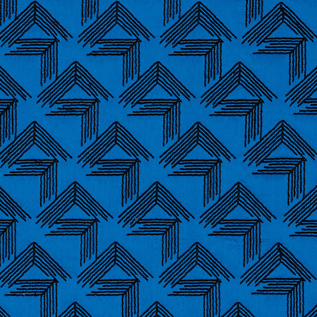 Schumacher V Step Cobalt Fabric - Eade's Wallpaper