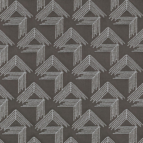 Schumacher V Step Charcoal Fabric - Eade's Wallpaper