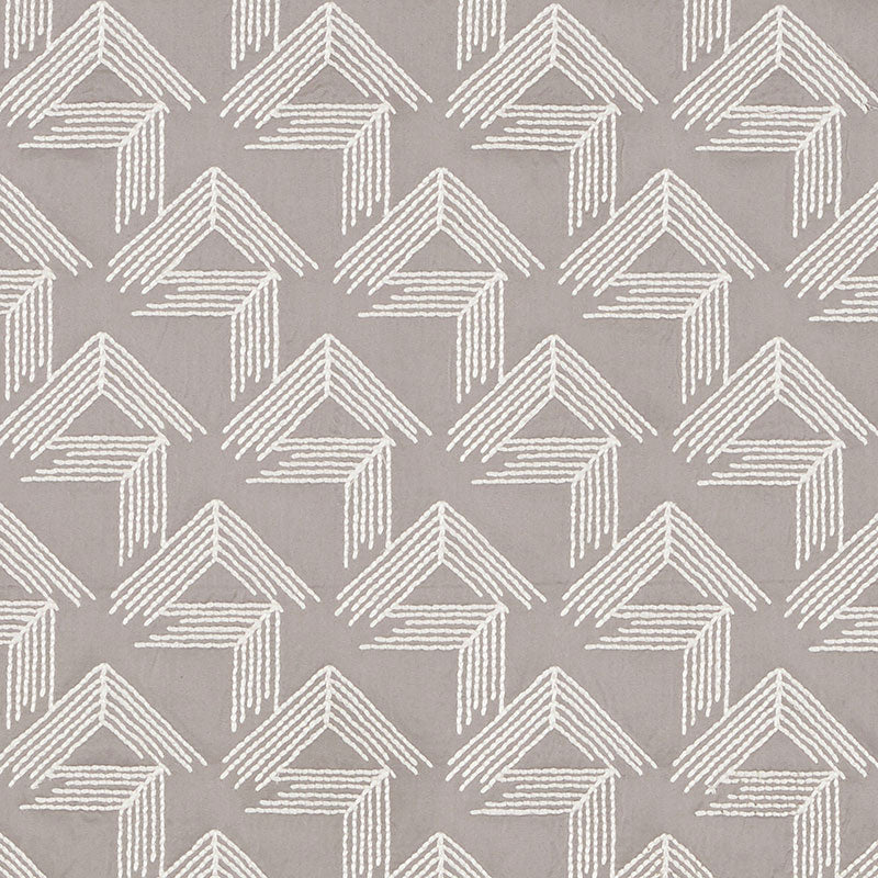Schumacher V Step Pale Grey Fabric - Eade's Wallpaper