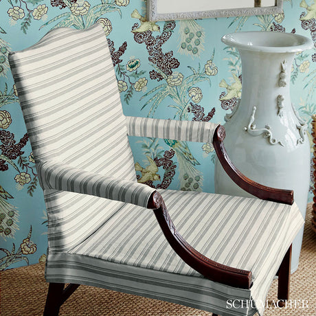 Schumacher Capri Greige/White Fabric