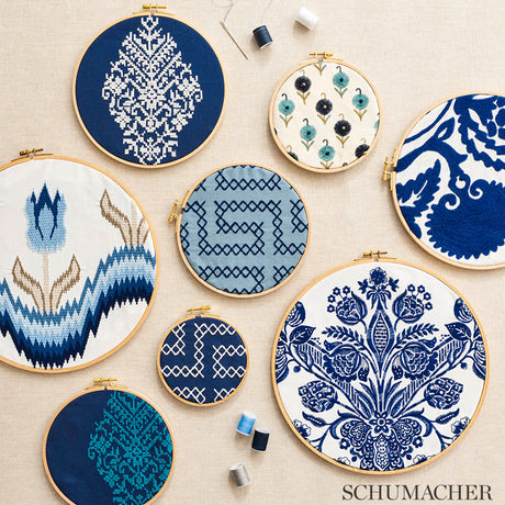 Schumacher 69710 CAROLINA in ULTRAMARINE Fabric - COUTURE CO