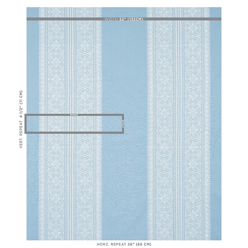 Schumacher Toledo Embroidery Chambray Fabric - Eade's Wallpaper