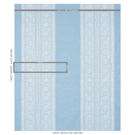 Schumacher Toledo Embroidery Chambray Fabric - Eade's Wallpaper