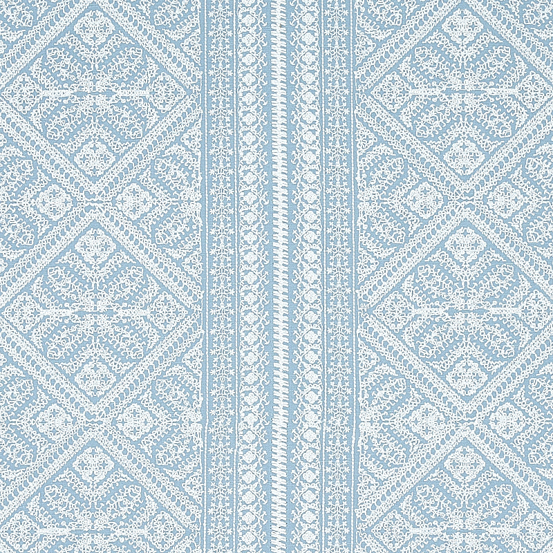 Schumacher Toledo Embroidery Chambray Fabric - Eade's Wallpaper
