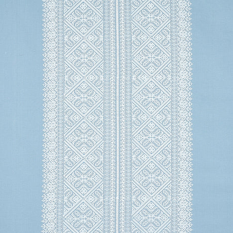 Schumacher Toledo Embroidery Chambray Fabric - Eade's Wallpaper