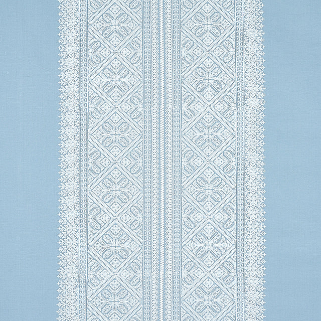 Schumacher Toledo Embroidery Chambray Fabric - Eade's Wallpaper