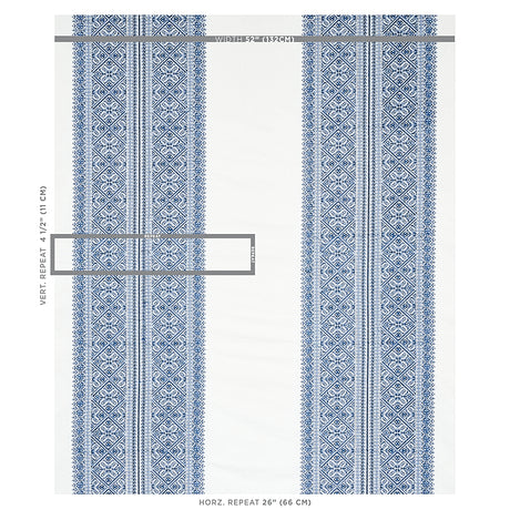 Schumacher Toledo Embroidery Navy Fabric - Eade's Wallpaper