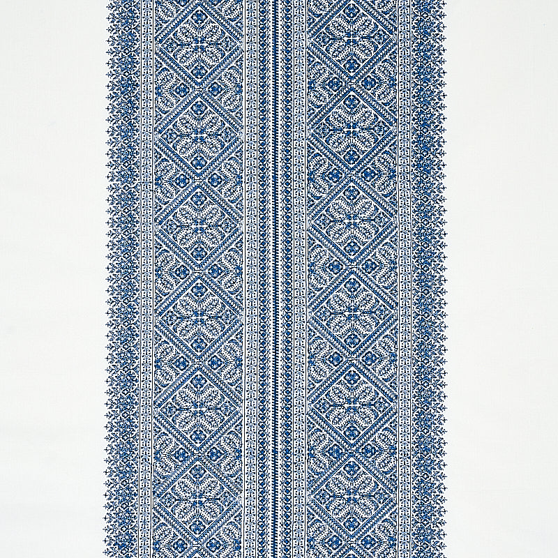 Schumacher Toledo Embroidery Navy Fabric - Eade's Wallpaper