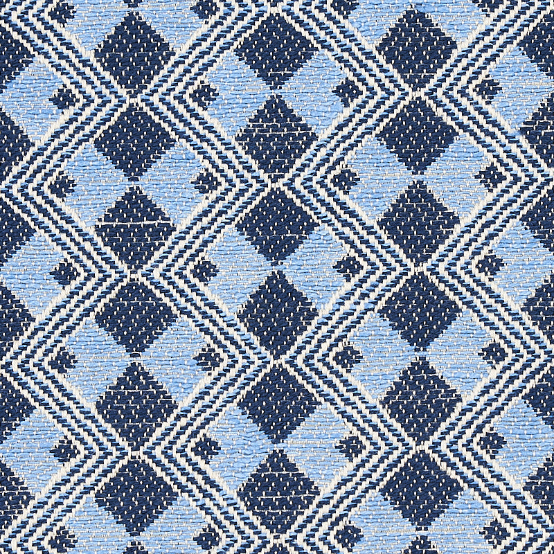 Schumacher Huxley Tile Blue Fabric