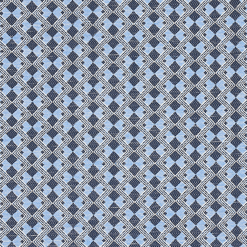 Schumacher Huxley Tile Blue Fabric