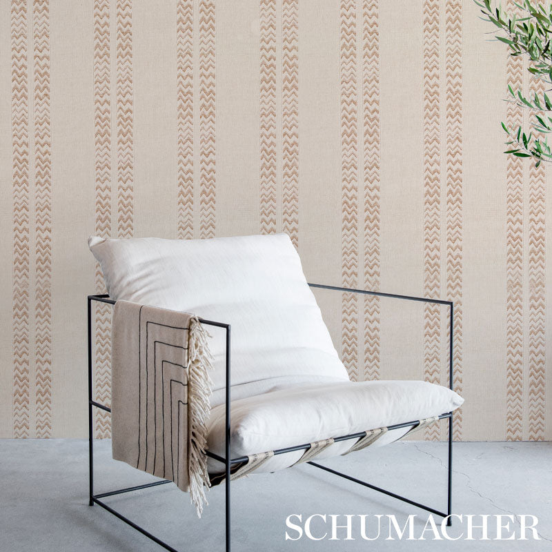 Schumacher Kudu Stripe Sand Fabric - Eade's Wallpaper