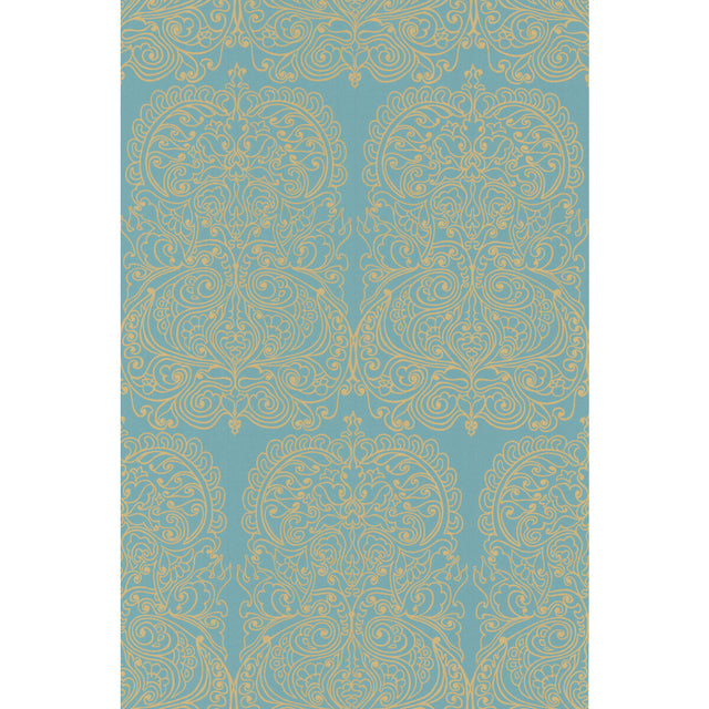 COLE & SON 69/2107.CS.0 ALPANA GOLD/AQUA Wallpaper - Eade's Wallpaper