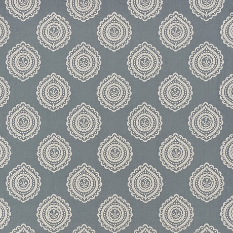 Schumacher 70201 OLANA LINEN EMBROIDERY in SLATE Fabric - CO