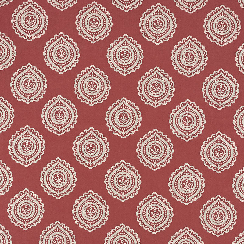 Schumacher 70204 OLANA LINEN EMBROIDERY in TUSCAN RED Fabric