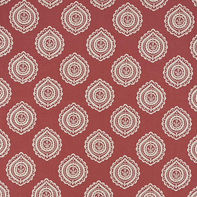 Schumacher 70204 OLANA LINEN EMBROIDERY in TUSCAN RED Fabric