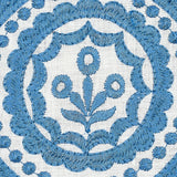 Schumacher Olana Linen Embroidery Blue Fabric - Eade's Wallpaper