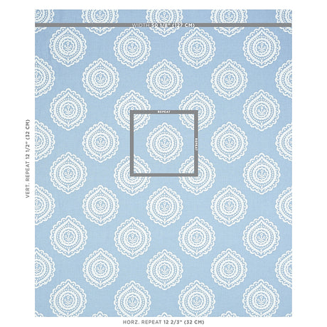 Schumacher Olana Linen Embroidery Sky Fabric - Eade's Wallpaper