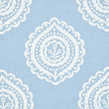 Schumacher Olana Linen Embroidery Sky Fabric - Eade's Wallpaper