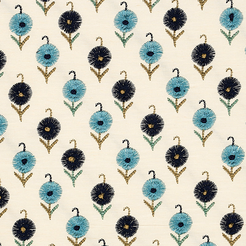 Schumacher 70210 AVODICA EMBROIDERY in AEGEAN Fabric - CONTE