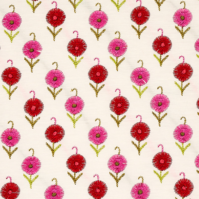 Schumacher 70211 AVODICA EMBROIDERY in AZALEA Fabric - CONTE