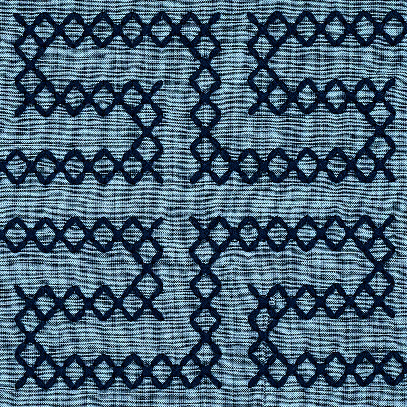 Schumacher 70235 A MAZE EMBROIDERY in CADET Fabric - CONTEMP