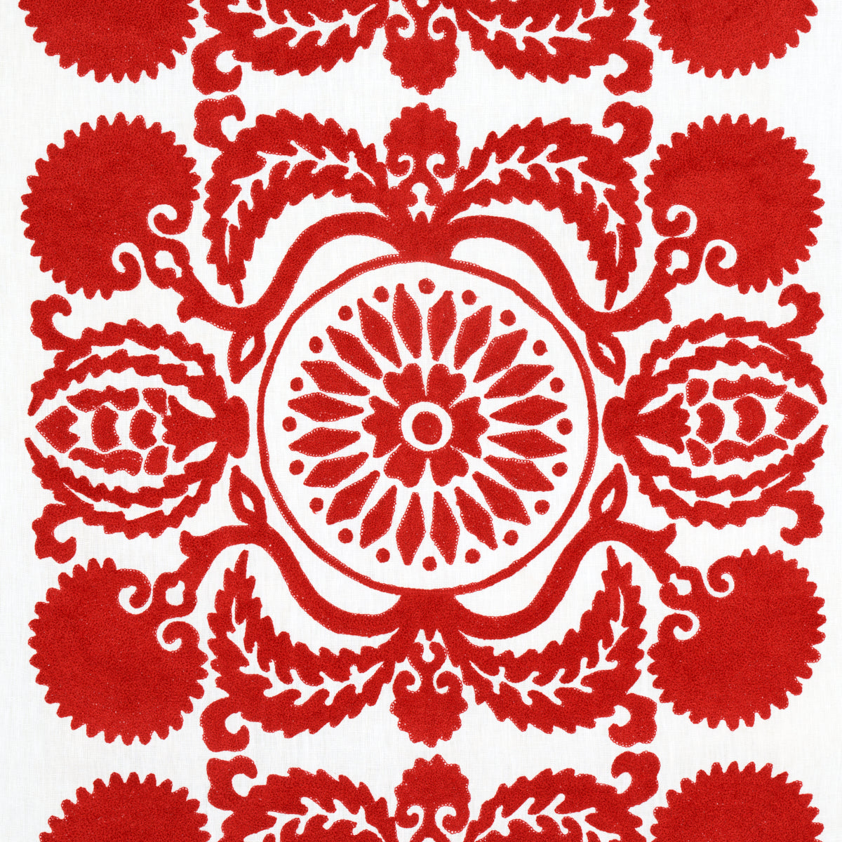 Schumacher 70261 CASTANET EMBROIDERY in RED Fabric - CONTEMP