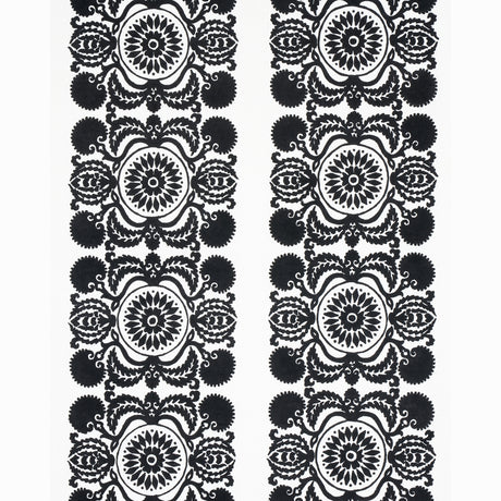 Schumacher Castanet Embroidery Black Fabric