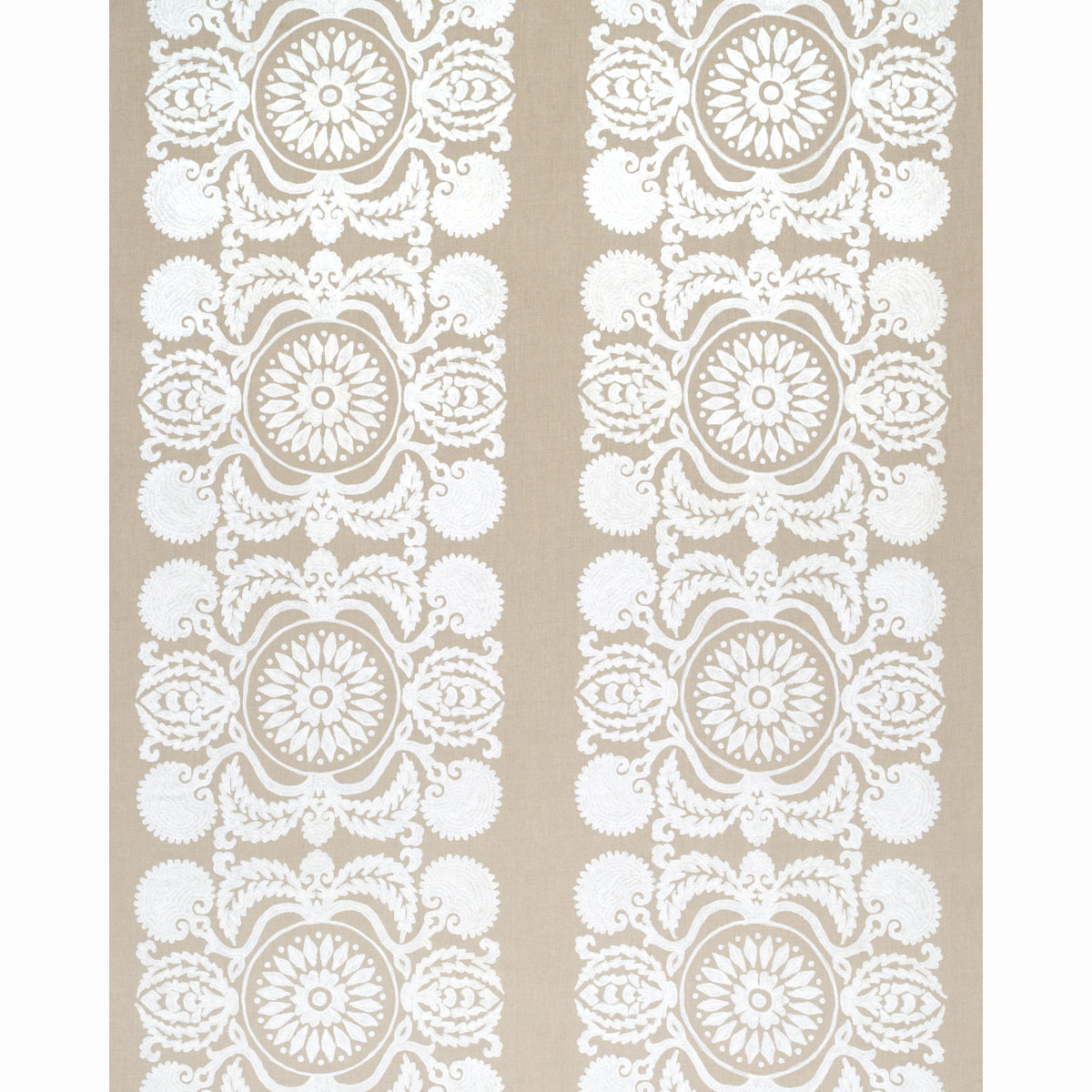Schumacher Castanet Embroidery Natural Fabric