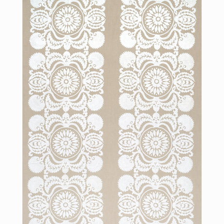 Schumacher Castanet Embroidery Natural Fabric